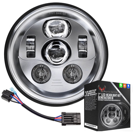 Eagle Lights 7" LED Headlight Kit for Harley-Davidson® and Indian® Motorcycles - Generation III / Chrome