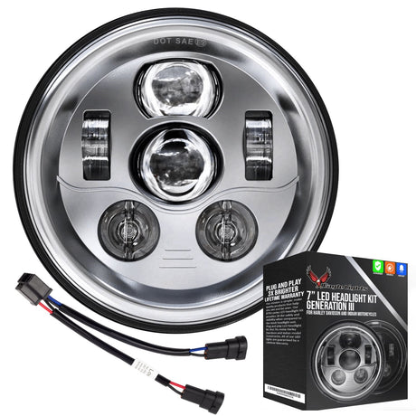 Eagle Lights 7" LED Headlight Kit for Harley-Davidson® and Indian® Motorcycles - Generation III / Chrome