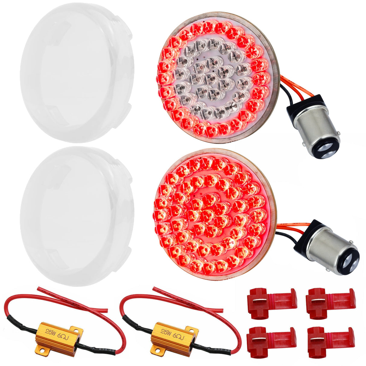 Eagle Lights 2" Rear LED Turn Signals, Running and Brake Lights for Harley Davidson Motorcycles- Generation I / 1157 Base / Red