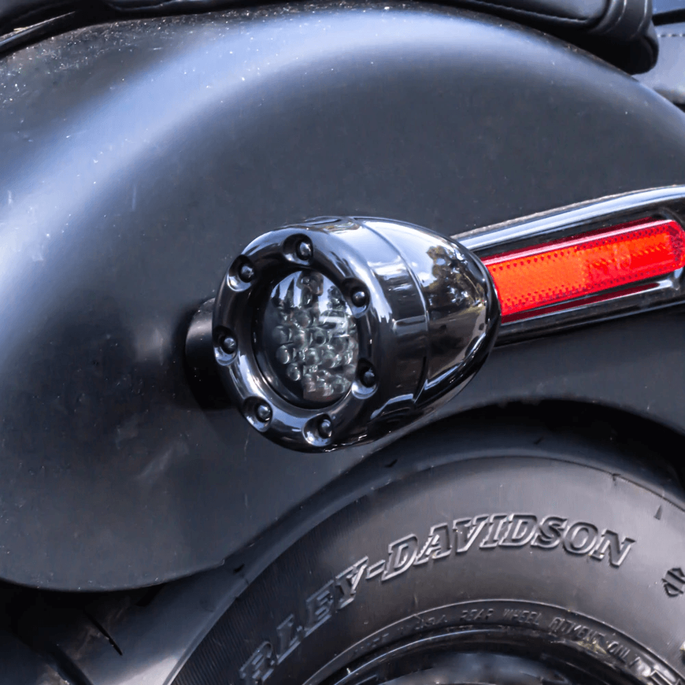 Eagle Lights Infinity Beam 2” Rear LED Turn Signals with LED Ring Covers for Harley Davidson - Rear 1156 / Red LEDs