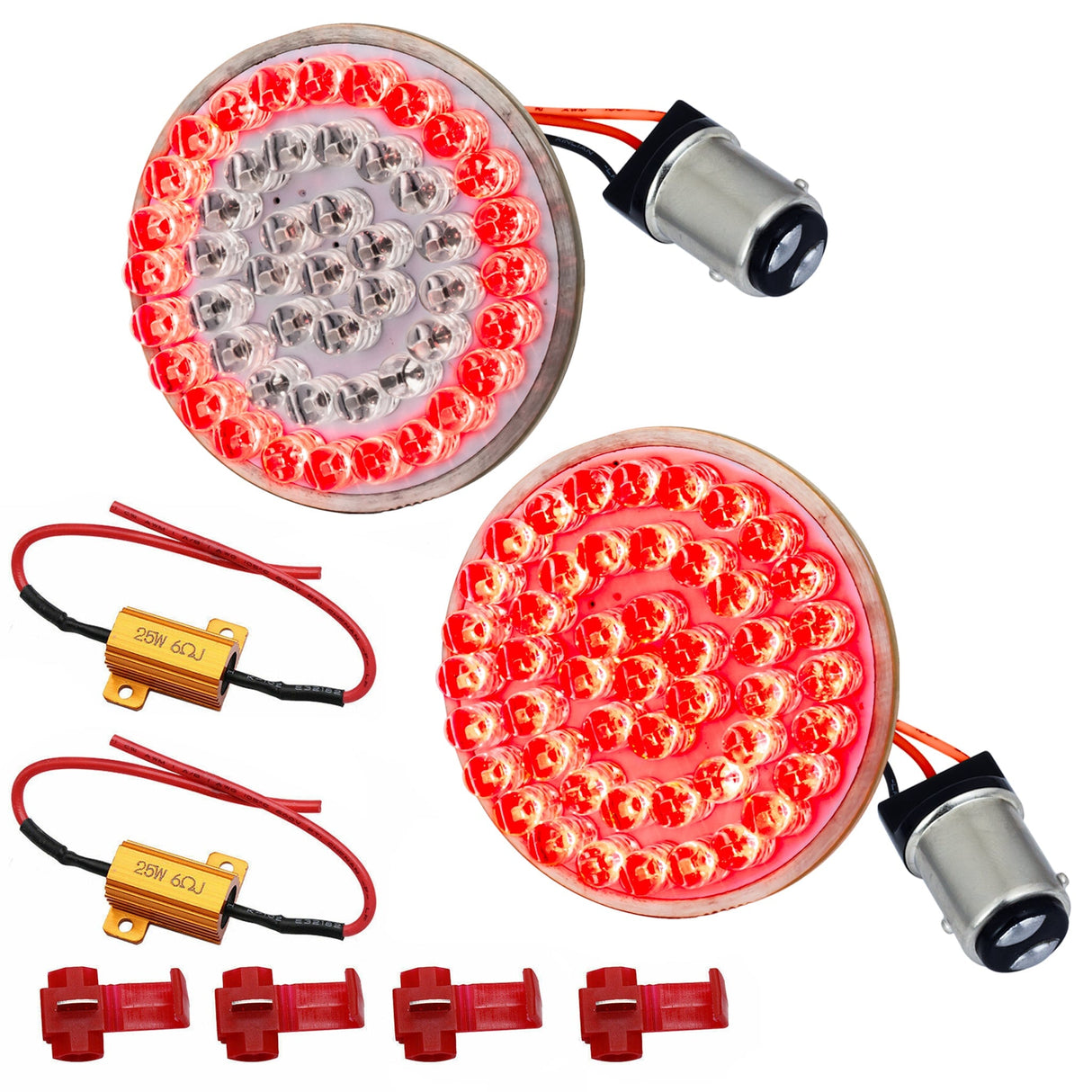 Eagle Lights 2" Rear LED Turn Signals, Running and Brake Lights for Harley Davidson Motorcycles- Generation I / 1157 Base / Red