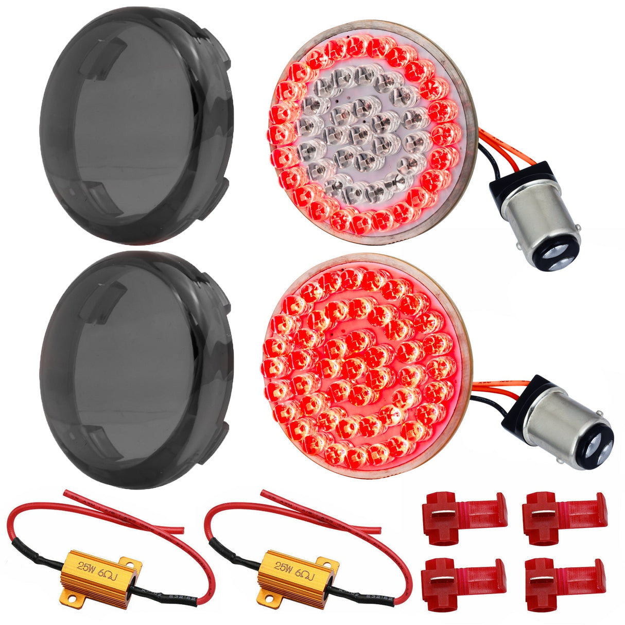 Eagle Lights 2" Rear LED Turn Signals, Running and Brake Lights for Harley Davidson Motorcycles- Generation I / 1157 Base / Red