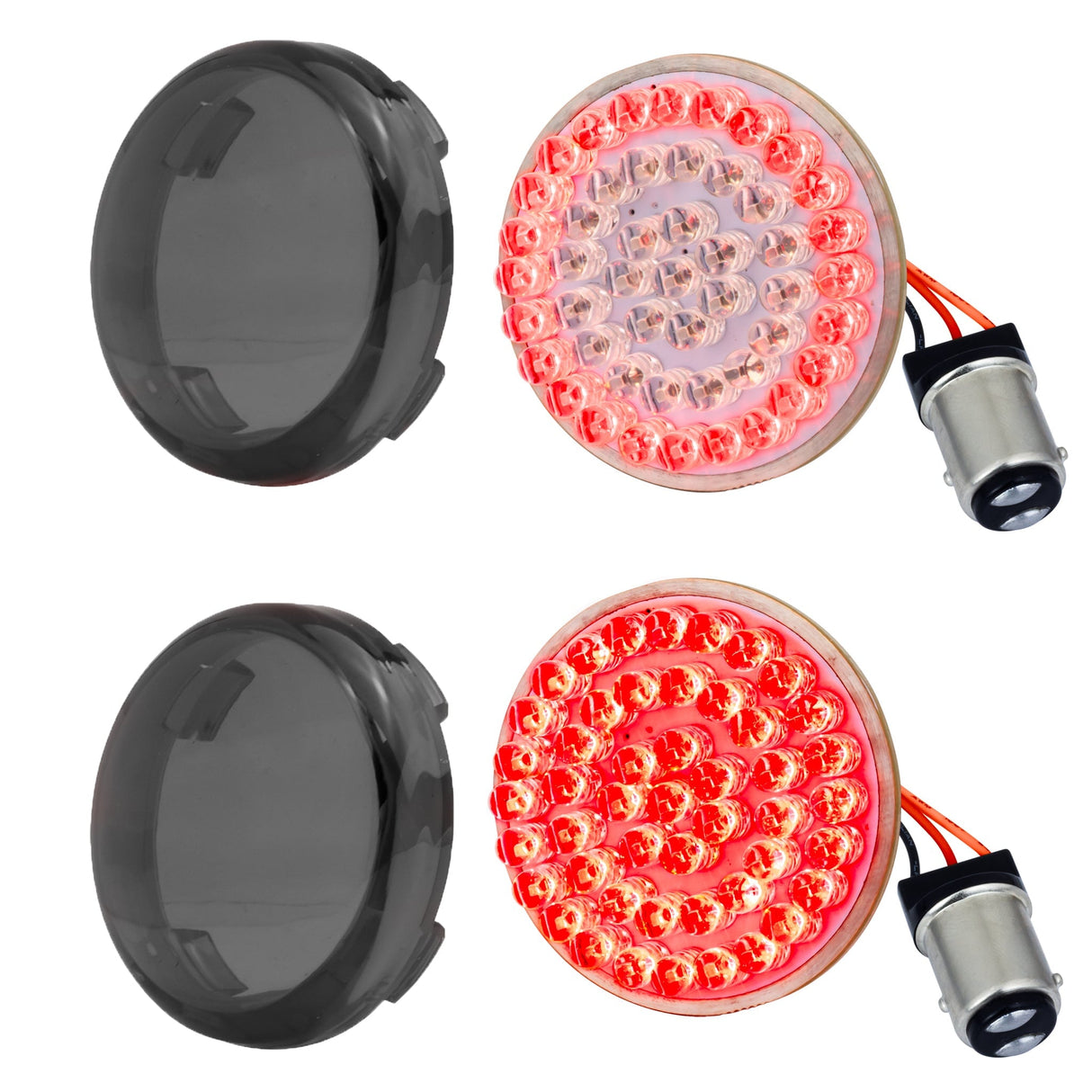 Eagle Lights 2" Rear LED Turn Signals, Running and Brake Lights for Harley Davidson Motorcycles- Generation I / 1157 Base / Red