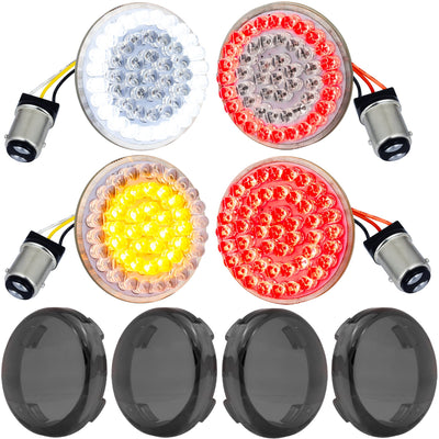 Eagle Lights 2” LED Turn Signal, Running and Brake Light Kit for Harley-Davidson® Motorcycles- Generation I / 1157 Front / 1157 Rear