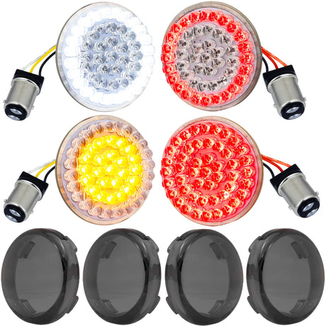 Eagle Lights 2” LED Turn Signal, Running and Brake Light Kit for Harley-Davidson® Motorcycles- Generation I / 1157 Front / 1157 Rear