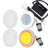 Eagle Lights 2” Front Harley LED Turn Signal with Halo Running Light Kit - White Halo Ring / Amber Turn Signal / 1157 Base