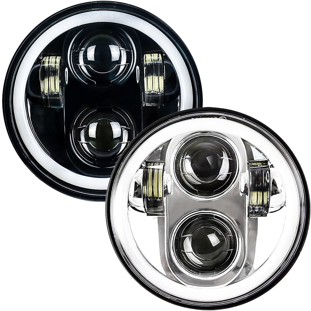 5 3/4 5.75 inch Club style Multi LED Round Headlight W/ Conversion Ex –  pazoma