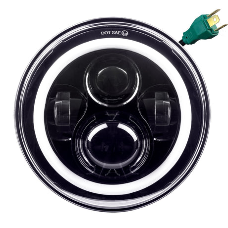 Eagle Lights 7" LED Headlight with LED Halo Ring for Harley-Davidson® and Indian® Motorcycles - Generation I /  Generation I / Black Kit