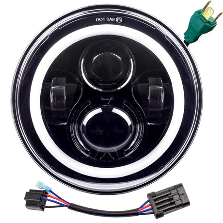 Eagle Lights 7" LED Headlight with LED Halo Ring for Harley-Davidson® and Indian® Motorcycles - Generation I /  Generation I / Black Kit