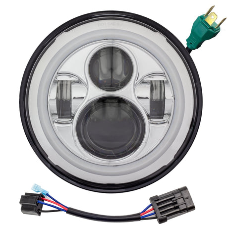 Eagle Lights 7" LED Headlight with LED Halo Ring for Harley-Davidson® and Indian® Motorcycles - Generation I / Chrome Kit
