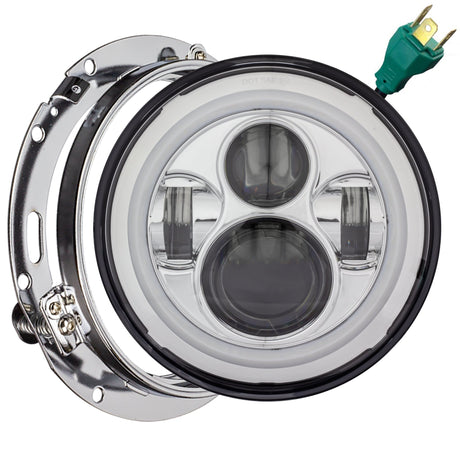 Eagle Lights 7" LED Headlight with LED Halo Ring for Harley-Davidson® and Indian® Motorcycles - Generation I / Chrome Kit