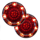 Eagle Lights Infinity Beam 2” Rear LED Turn Signals w/ Running and Brake Lights LED Ring Covers for Harley Davidson - Rear 1157 / Red LEDs