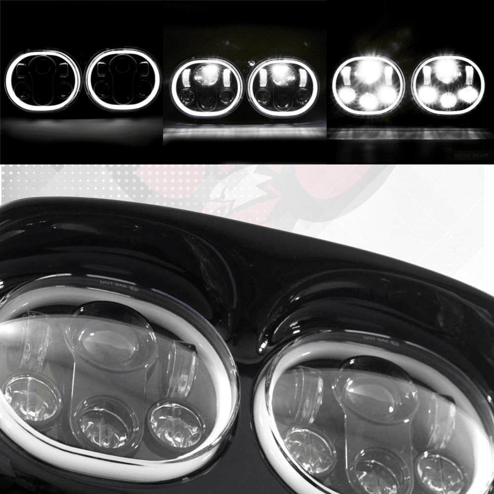 Road Glide LED Headlights - Eagle Lights Road Glide 1998 - 2013 LED Headlight W/Full Halo Ring- Harley Davidson*