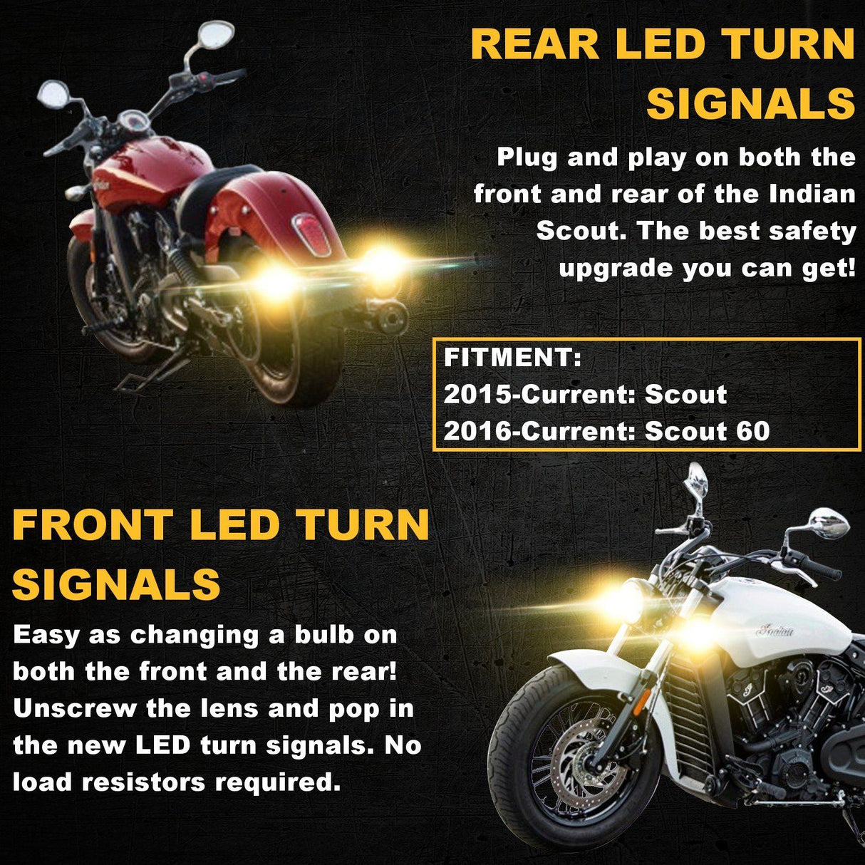 Specialty LED Turn Signals - Indian Scout SUNBURST LED Turn Signals