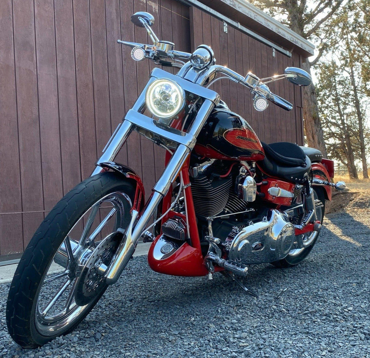 Eagle Lights 5 3/4" LED Headlight Kit with Halo Ring for Harley Davidson and Indian Motorcycles - Generation III / Chrome