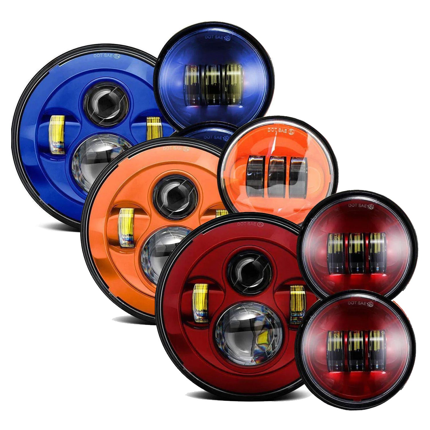 Eagle Lights 7" LED Headlight and 4.5" LED Passing Light Kit for Harley-Davidson® and Indian® Motorcycles - Color Matched / Generation I