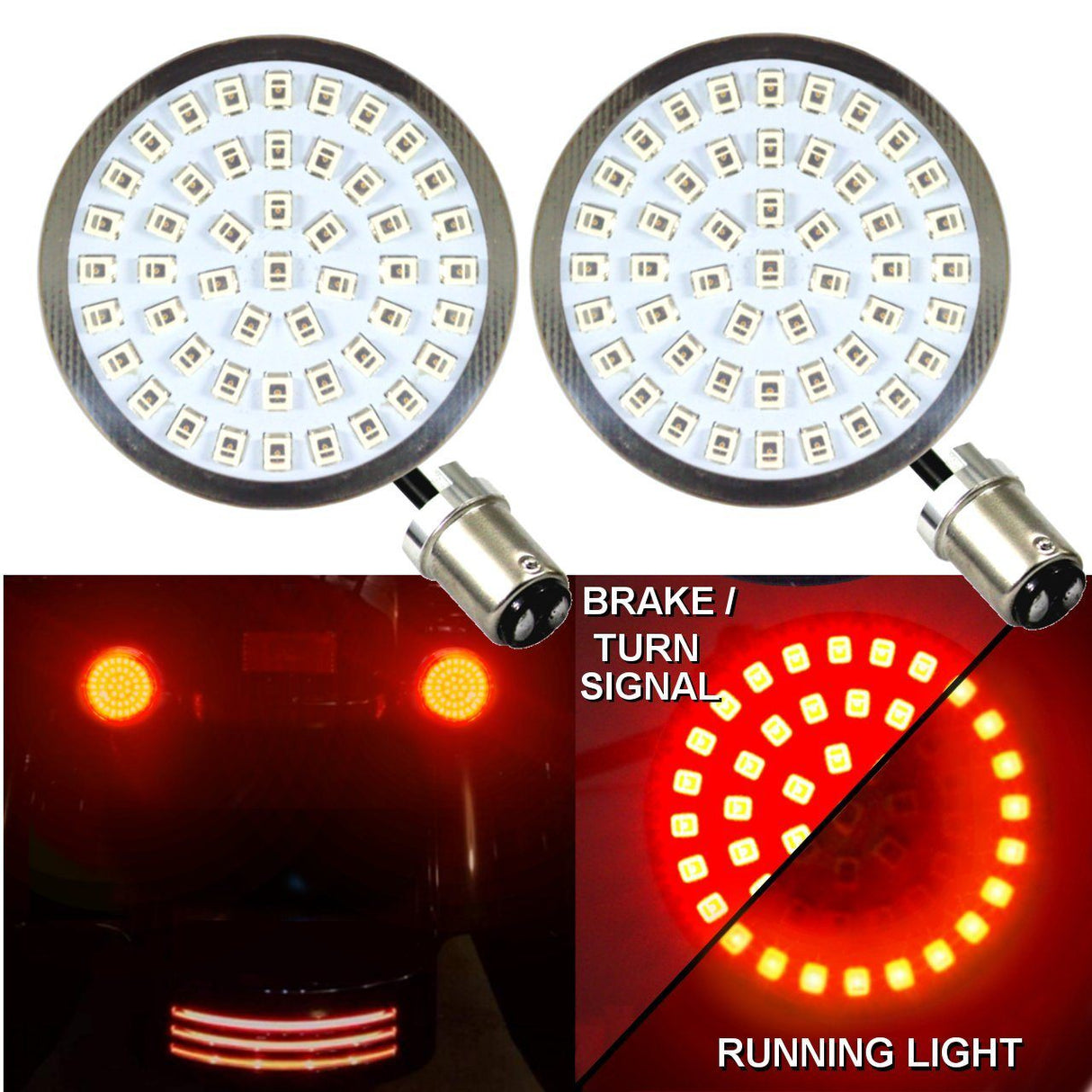 2” LED Turn Signal Kits - Eagle Lights LED Generation II Turn Signals (Front (1157) And Rear HALO (1157)) LED Turn Signal Kit